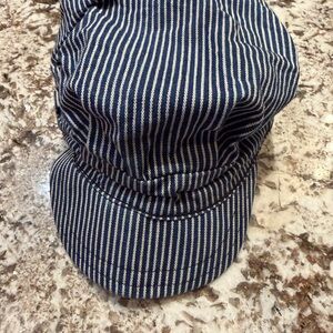 Train Conductor Striped Blue and White Cap